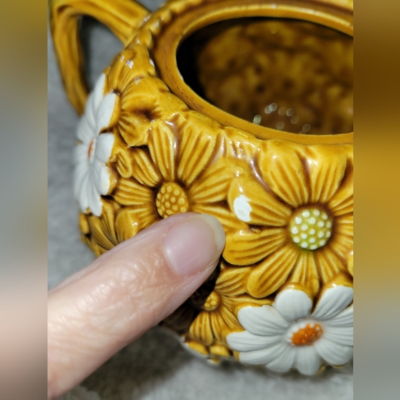 Antique Vintage Mid-Century Fred Robert's Raised Daisy Tea Pot Made In Japan - Picture 9 of 10